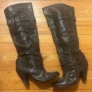 Black Leather Knee-High Boots